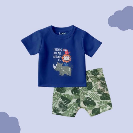 LUAY 100% Cotton Based Baby Boy & Girls Clothing Set Short Sleeve Kids Clothes Boys & Girls Toddler Short Set.