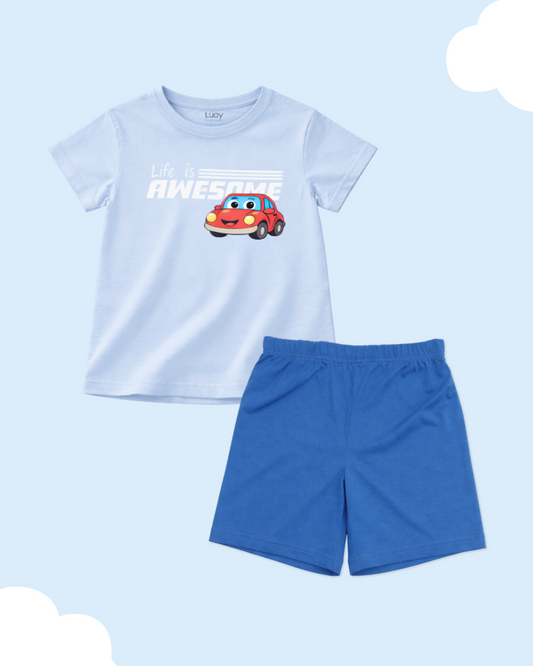 Boys 100% Cotton T-Shirt & Shorts Set | Summer Casual Outfit for Kids & Toddlers | Soft & Breathable Fabric | Lightweight Daily Wear Clothing Set