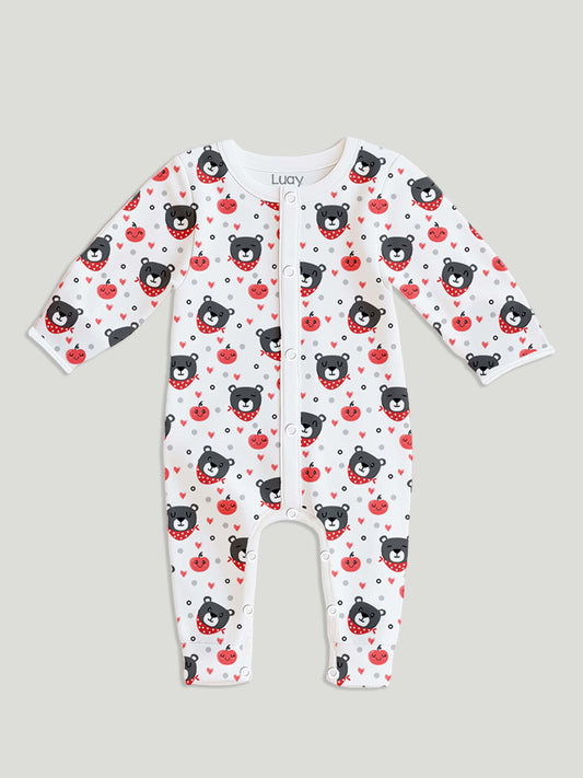LUAY 100% Cotton Full Sleeves Printed Baby Romper,Bodysuit Jumpsuit for Baby Girls & Baby Boy (Pack of 4)