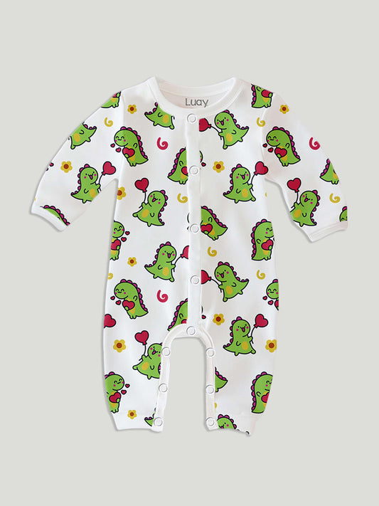 LUAY 100% Cotton Full Sleeves Printed Baby Romper,Bodysuit Jumpsuit for Baby Girls & Baby Boy (Pack of 3)