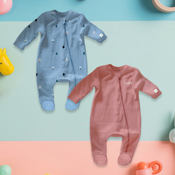 LUAY Unisex 100% Bamboo based Ultra-Soft fabric Romper _Pack of 2