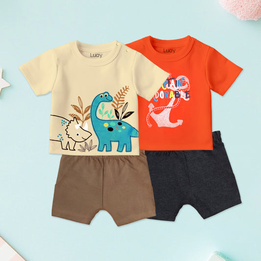 LUAY 100% Cotton Based Baby Boy & Girls Clothing Set Short Sleeve Kids Clothes Boys & Girls Toddler Short Set.