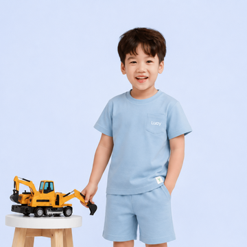 LUAY Baby Boys 100% Bamboo based Ultra- Soft fabric Half Sleeve T-Shirt - Clear Blue