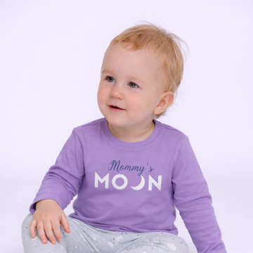 LUAY Baby Boys 100% Bamboo based Ultra- Soft fabric Full Sleeve T-Shirt with Mommy's Moon Print- Digital Lavender