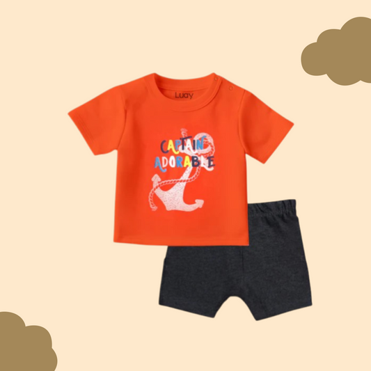 LUAY 100% Cotton Based Baby Boy & Girls Clothing Set Short Sleeve Kids Clothes Boys & Girls Toddler Short Set.