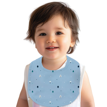 LUAY Unisex 100% Bamboo based Ultra-Soft fabric Bibs witrh Digital Print-Clear Blue