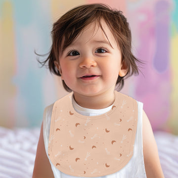 LUAY Unisex 100% Bamboo based Ultra-Soft fabric Bibs with Half Moon Print_Bleached Apricot