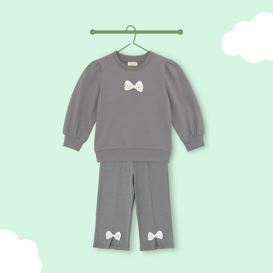 Luay Unisex Winter Co-Ord Set for Kids – Organic Cotton Top & Bottom | Soft, Warm & Breathable Winter Wear for Boys & Girls (Gray)
