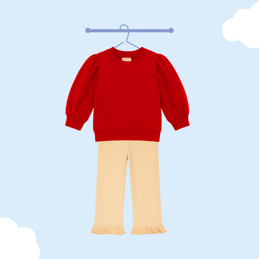 Luay Unisex Winter Co-Ord Set for Kids – Organic Cotton Top & Bottom | Soft, Warm & Breathable Winter Wear for Boys & Girls (Red)