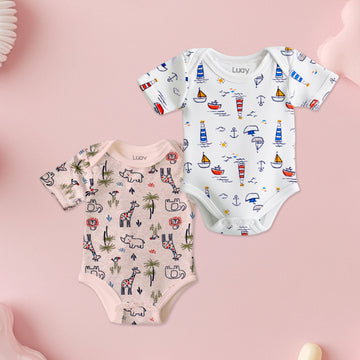 LUAY 100% Cotton Based Onesies | Sleepsuits| Night Suits|Jumpsuit | Wondersuit for Baby Boys & Baby Girls, New-Born, infants,Toddlers_ Including Vibrant Pattren & Colors Create festive look