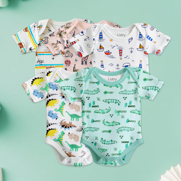 LUAY 100% Cotton Based Onesies | Sleepsuits| Night Suits|Jumpsuit | Wondersuit for Baby Boys & Baby Girls, New-Born, infants,Toddlers_ Including Vibrant Pattren & Colors Create festive look