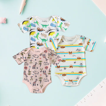 LUAY 100% Cotton Based Onesies | Sleepsuits| Night Suits|Jumpsuit | Wondersuit for Baby Boys & Baby Girls, New-Born, infants,Toddlers_ Including Vibrant Pattren & Colors Create festive look