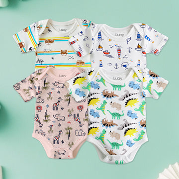 LUAY 100% Cotton Based Onesies | Sleepsuits| Night Suits|Jumpsuit | Wondersuit for Baby Boys & Baby Girls, New-Born, infants,Toddlers_ Including Vibrant Pattren & Colors Create festive look