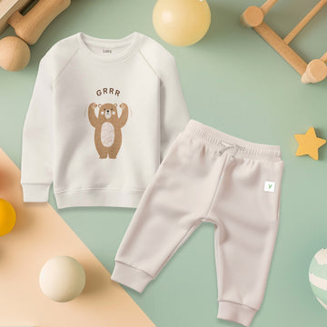 LUAY Unisex 100% Bamboo based Ultra-Soft fabric Sweatshirt_pant Set_Cream