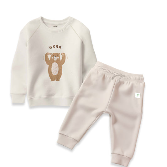 LUAY Unisex 100% Bamboo based Ultra-Soft fabric Sweatshirt_pant Set_Cream