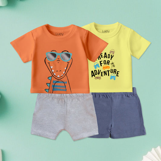 LUAY 100% Cotton Based Baby Boy & Girls Clothing Set Short Sleeve Kids Clothes Boys & Girls Toddler Short Set.
