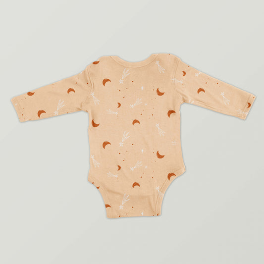 LUAY Unisex 100% Bamboo based Ultra-Soft fabric Onesies with Half Moon Print-Bleached Apricot