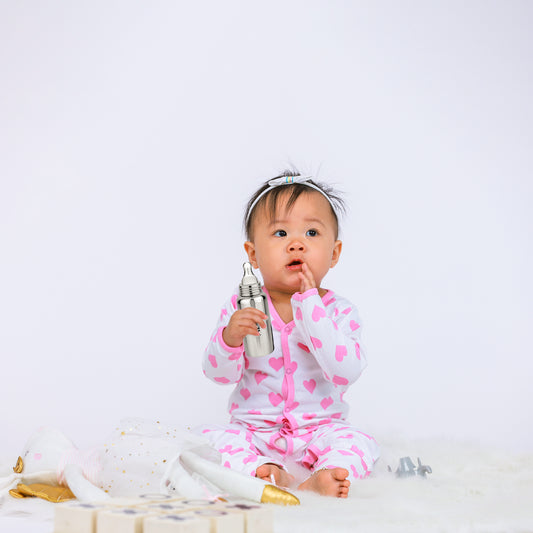 Luay Premium Gift Box Set with The Baby Romper, Baby Feeding Bottle and Teddy Bear Best Assorted Hamper for Babies.