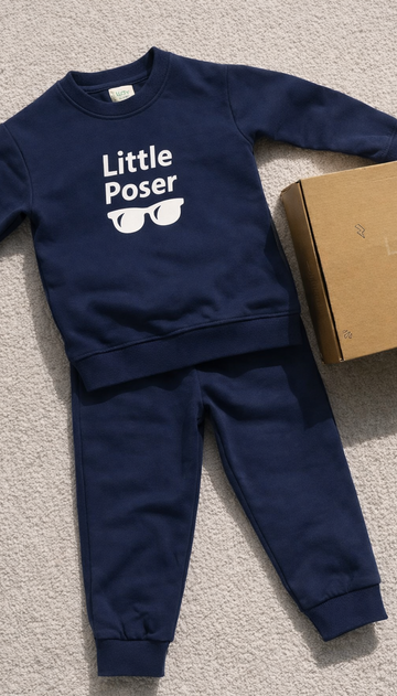 Luay Unisex Winter Co-Ord Set for Kids – Organic Cotton Top & Bottom | Soft, Warm & Breathable Winter Wear for Boys & Girls (Nevy)