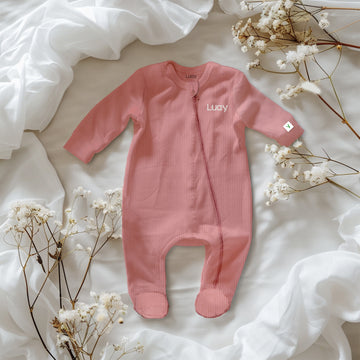 LUAY Unisex 100% Bamboo based Ultra-Soft fabric Romper-Peach