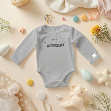 LUAY Unisex 100% Bamboo based Ultra-Soft fabric Onesies with Travel Texture-Grey