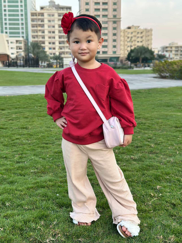 Luay Unisex Winter Co-Ord Set for Kids – Organic Cotton Top & Bottom | Soft, Warm & Breathable Winter Wear for Boys & Girls (Red)